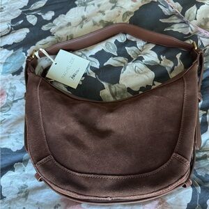 Rachel Zoe Brown Hobo Bag with Floral Detail